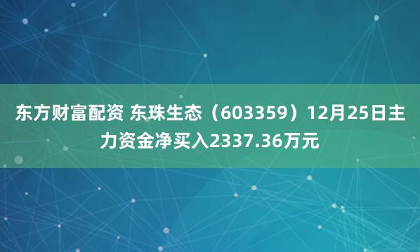 东方财富配资 东珠生态（603359）12月25日主力资金净买入2337.36万元